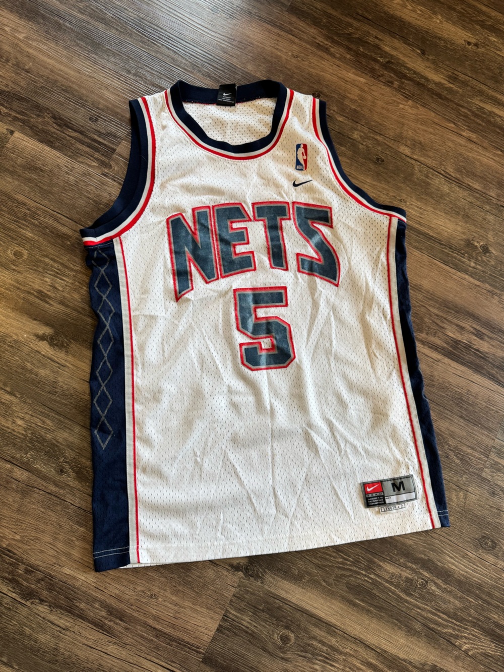 Vintage Nike Jason Kidd New Jersey Nets #5 White Jersey Size M Y2K